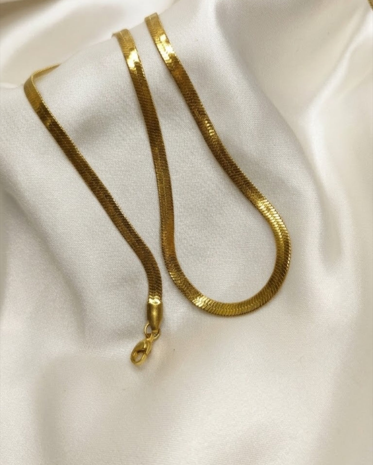 Gold-tone flat herringbone chain - view 2