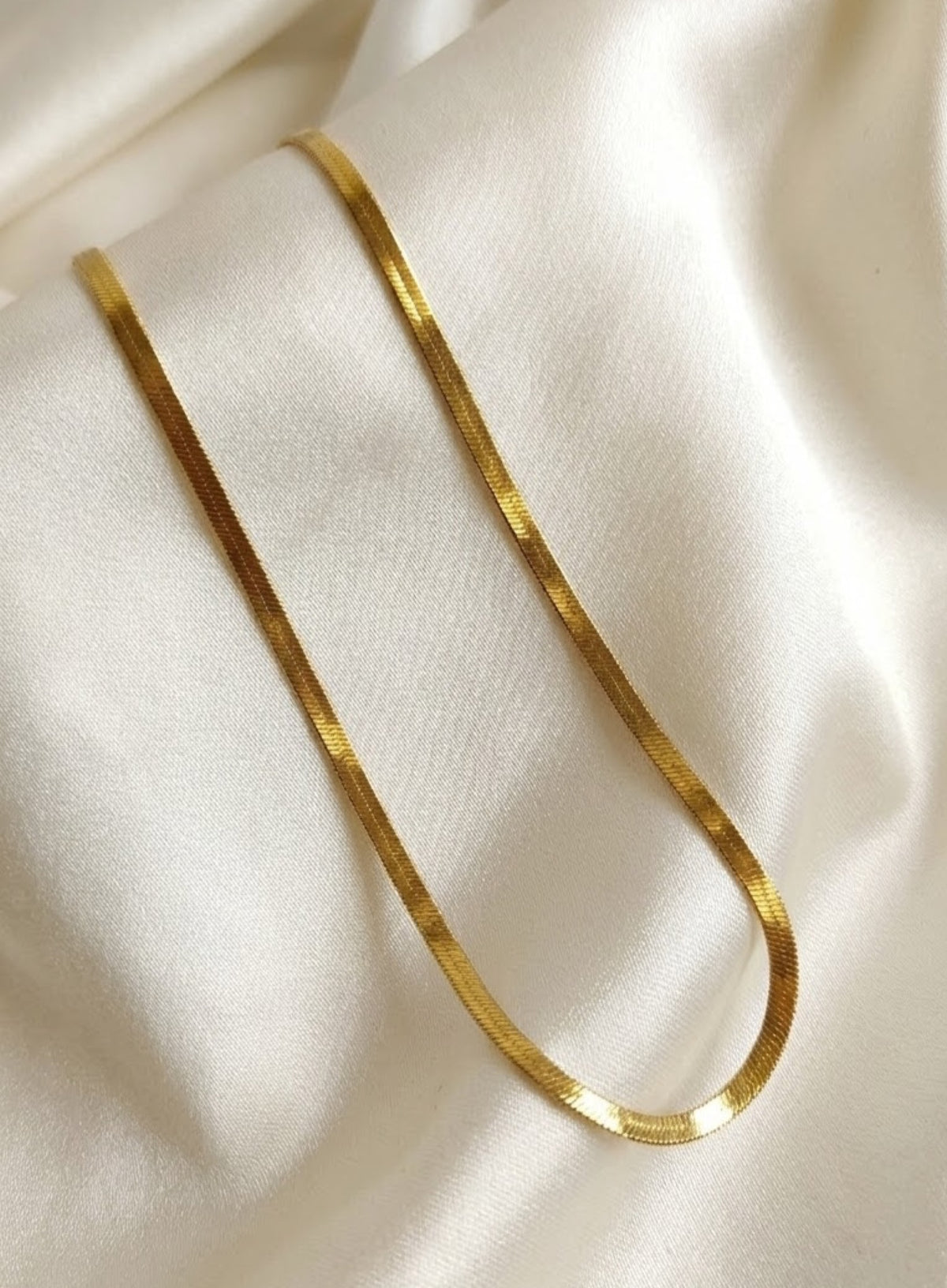 Gold-tone flat herringbone chain - view 3