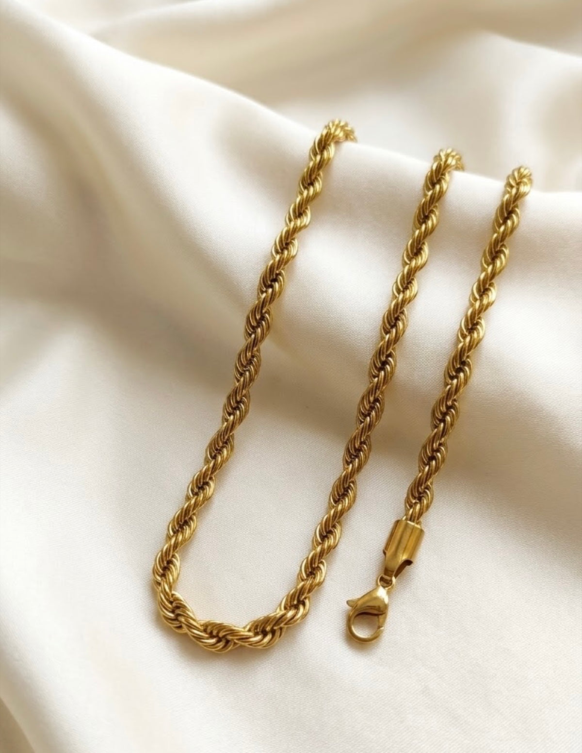 Gold-tone twisted rope chain