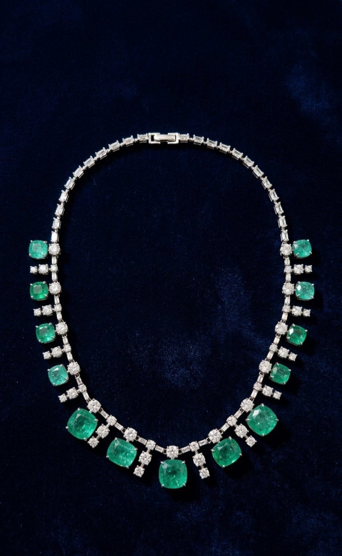 Silver-tone necklace set with mint-green stones and starburst stud earrings - view 3
