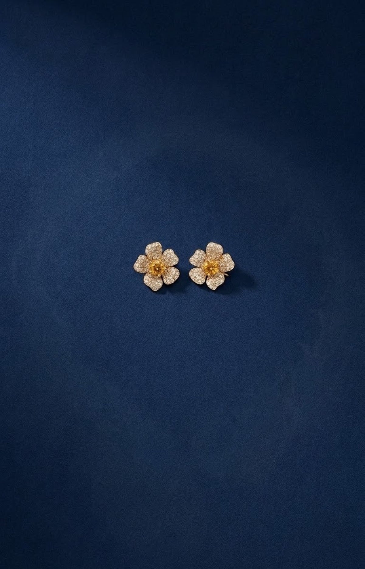 Gold-tone open collar necklace set with crystal flowers and green leaf stones - view 2