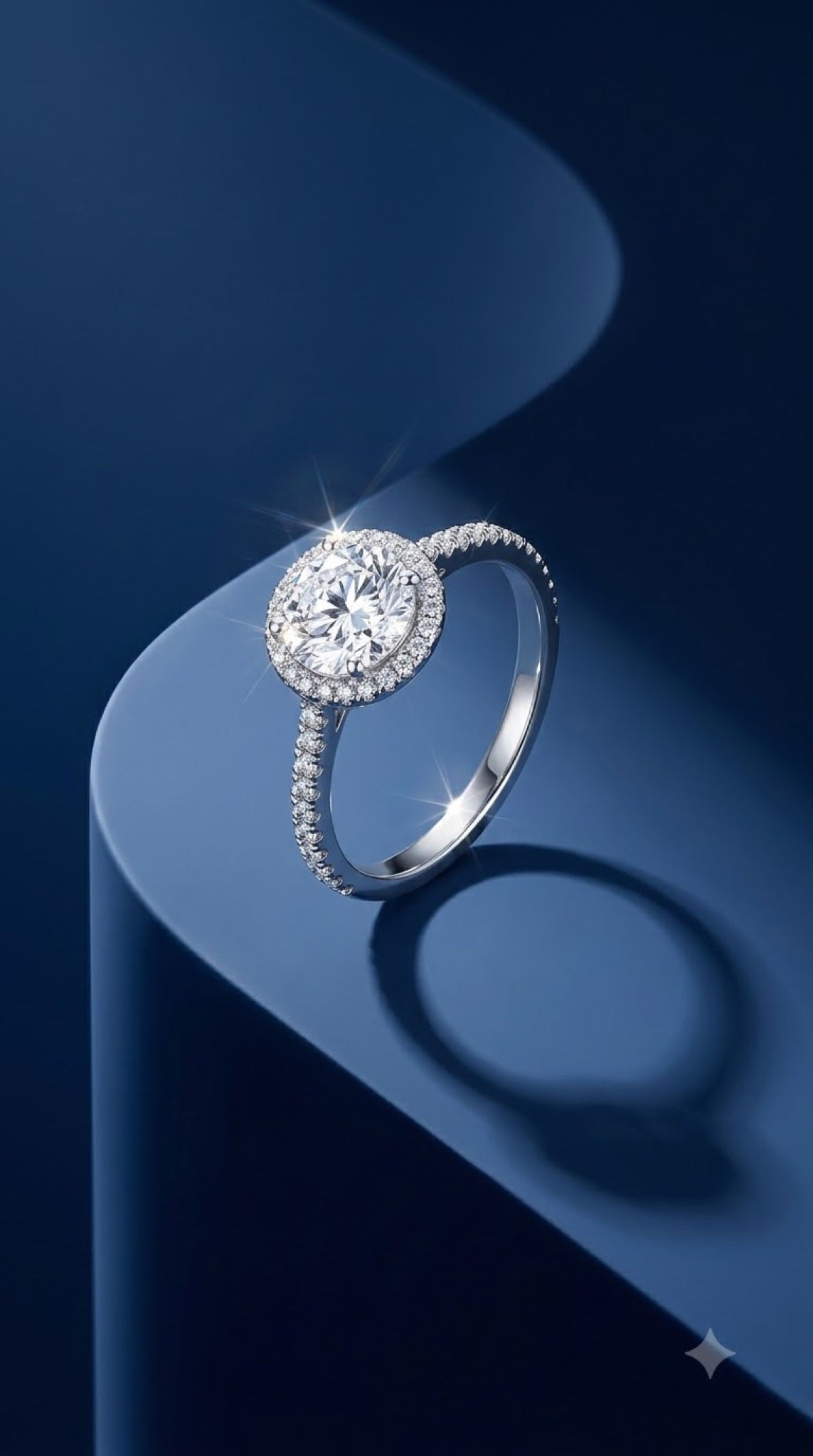 Silver-tone halo ring with a crystal centre stone, diamond-look halo and pavé band - view 5