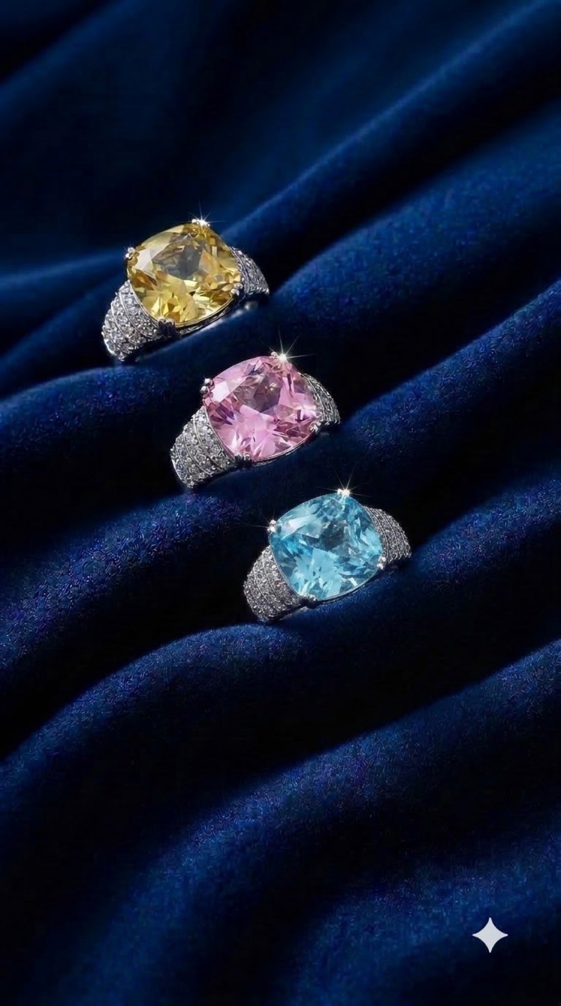 Silver-tone cushion-cut crystal cocktail ring with tiered diamond-look shoulders