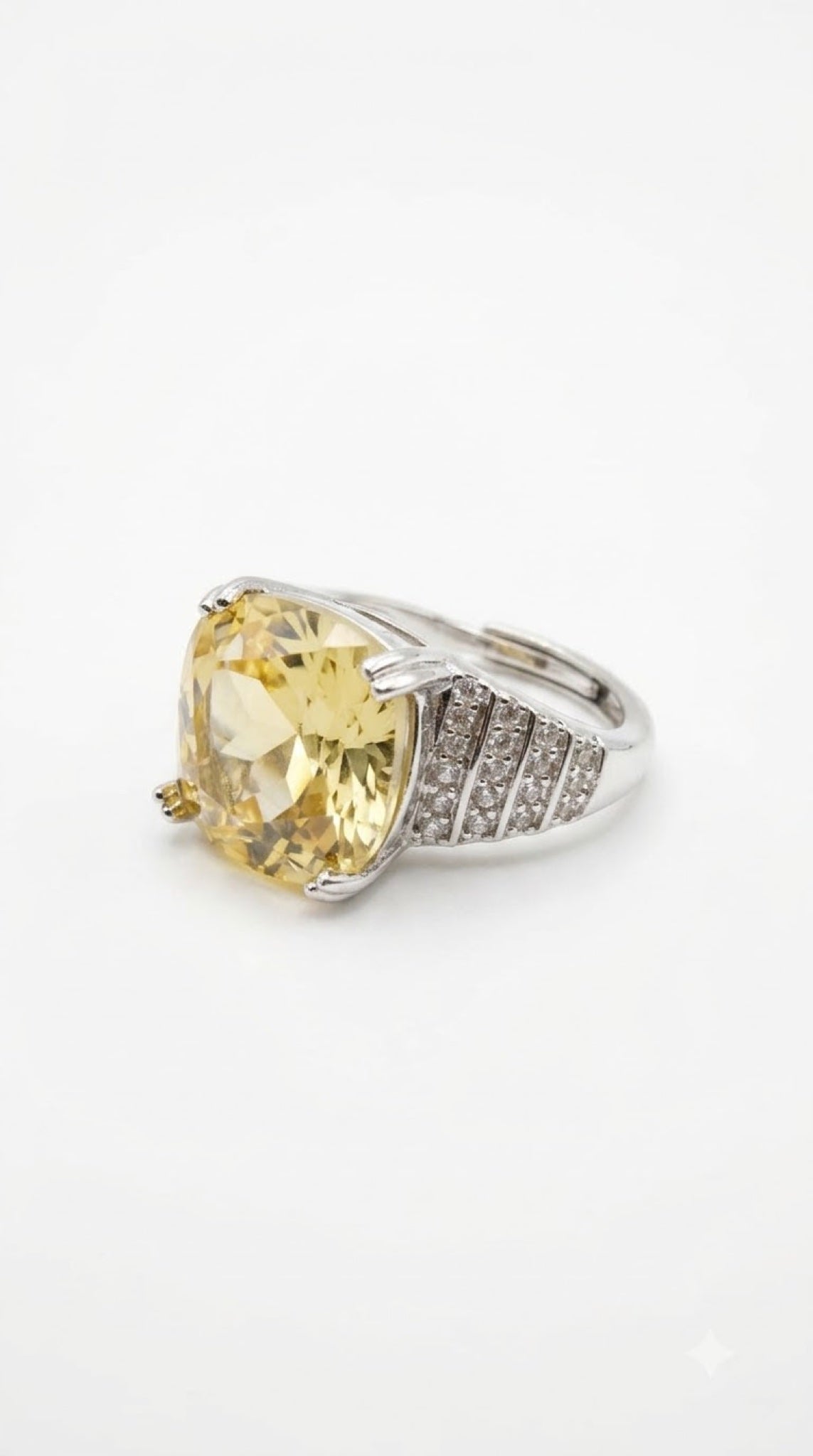 Silver-tone cushion-cut crystal cocktail ring with tiered diamond-look shoulders - view 10