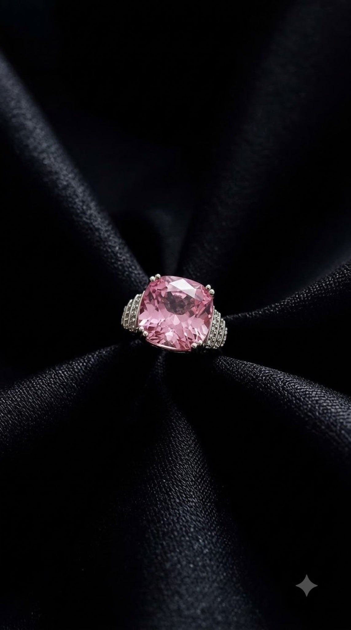 Silver-tone cushion-cut crystal cocktail ring with tiered diamond-look shoulders - view 5