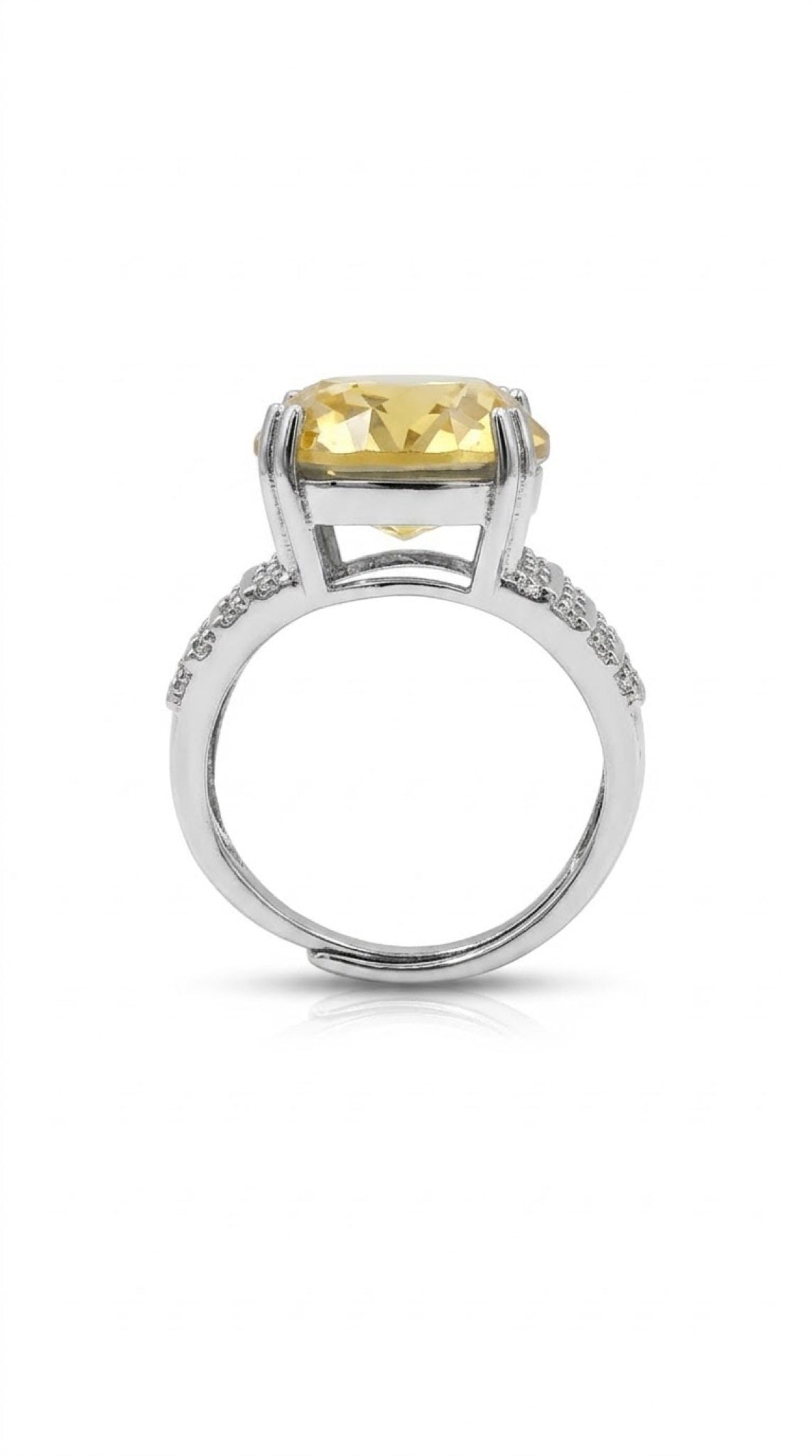Silver-tone cushion-cut crystal cocktail ring with tiered diamond-look shoulders - view 9