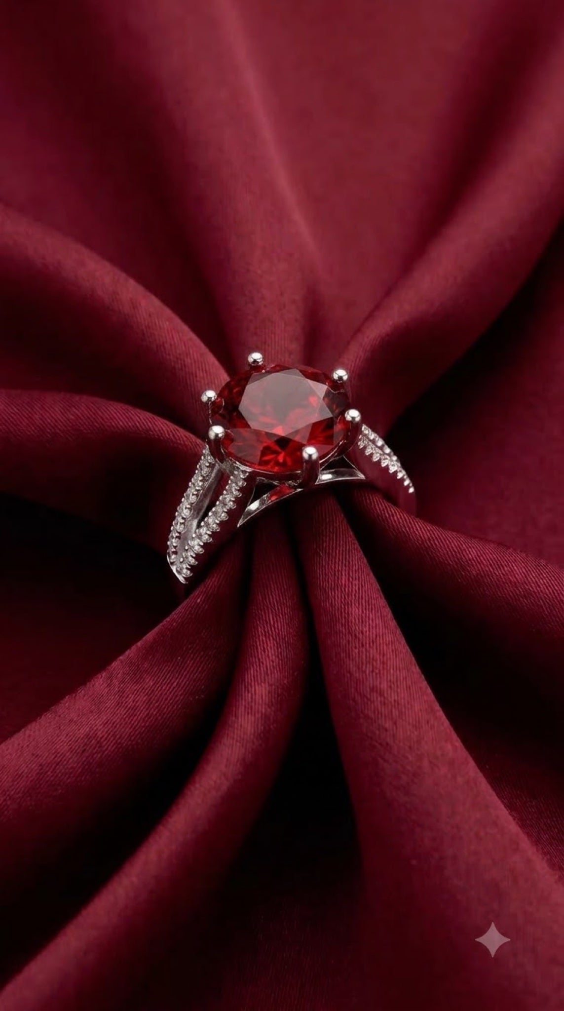 Silver-tone six-claw crown solitaire ring with a round crystal and pavé split shoulders - view 2