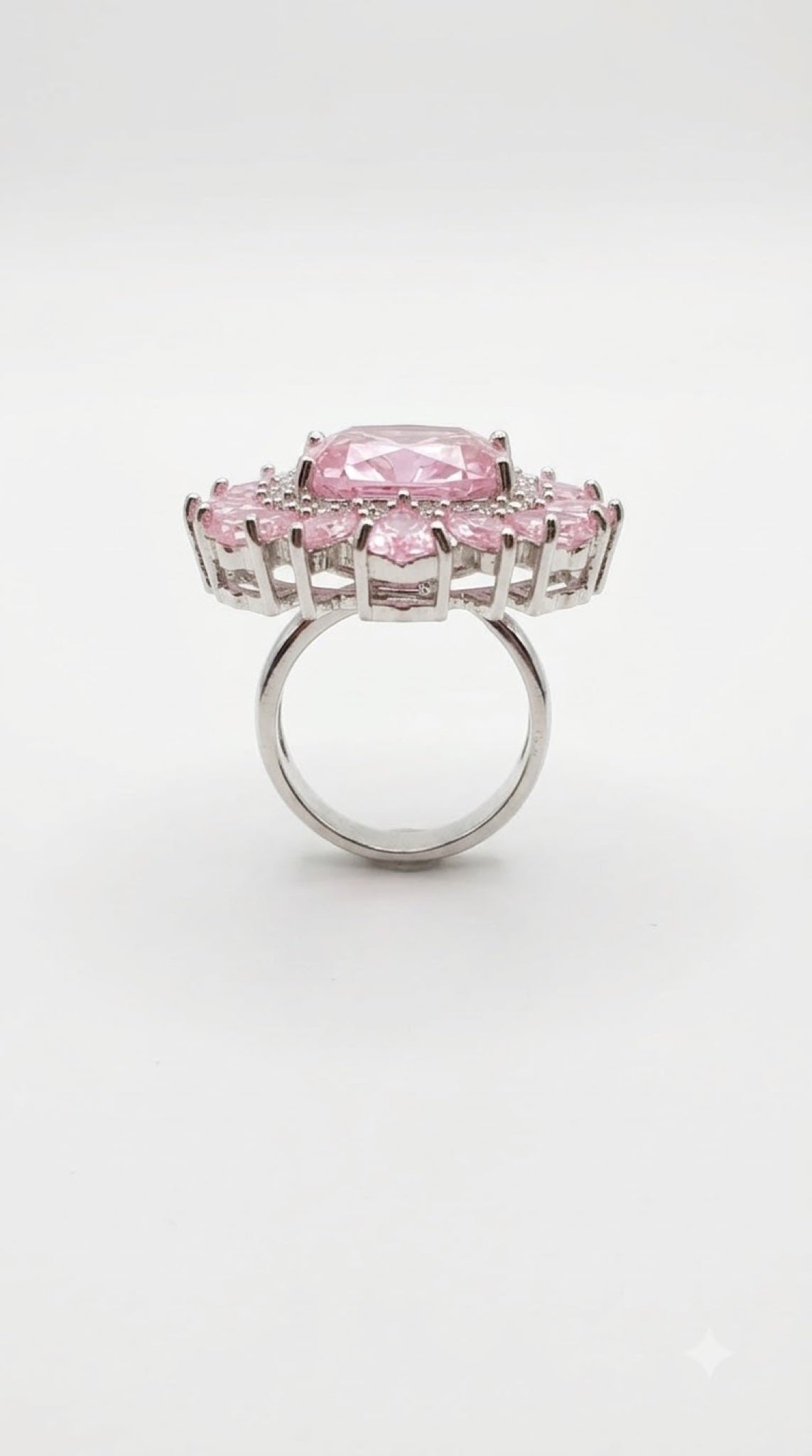 Cocktail ring with a cushion-cut centre stone and a double ruffle of pear crystals - view 2