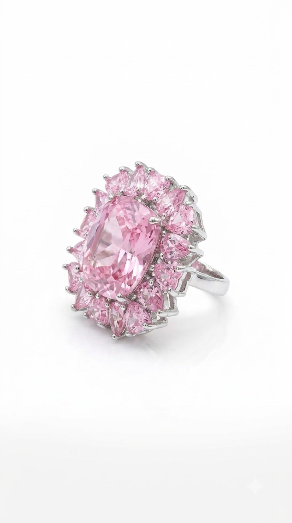 Cocktail ring with a cushion-cut centre stone and a double ruffle of pear crystals - view 3