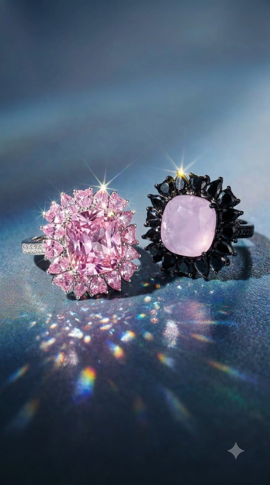 Cocktail ring with a cushion-cut centre stone and a double ruffle of pear crystals - view 4