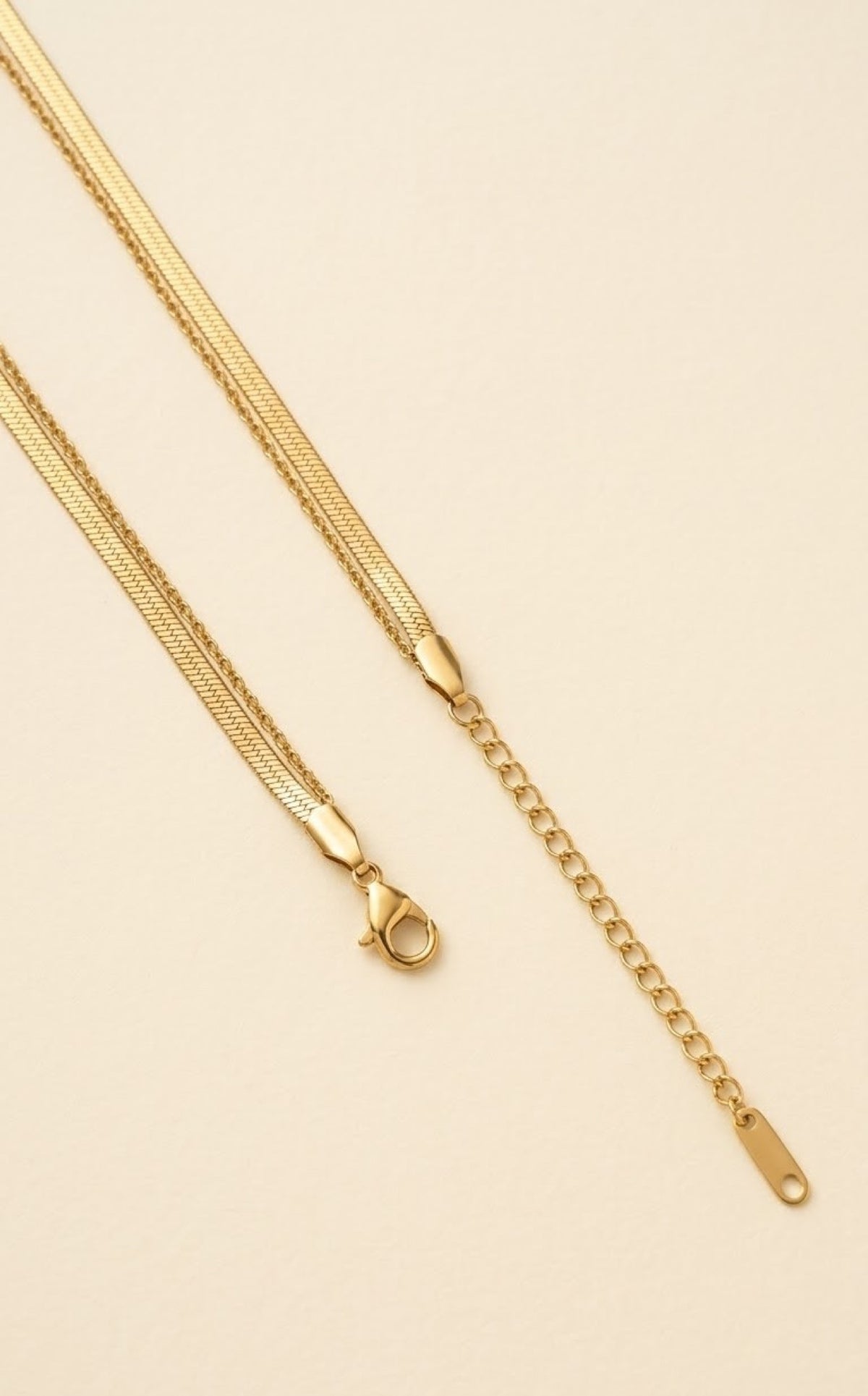 Layered gold-tone herringbone and butterfly charm waist chain - view 3